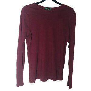 Lauren Ralph Lauren Long Sleeve Shirt Red Cotton Large armpit to armpit 21" READ